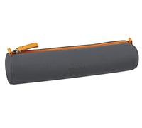 RHODIA 319047C - Estuche redondo blanco Rhodiarama - 21,5 x 5,5 cm - Costuras naranjas genuinas - Interior de jersey marfil - Cuero sintético - Almacenamiento para bolígrafos, lápices, marcadores