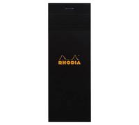 RHODIA 82009C - Bloc-Notes Agrafé N°8 Shopping Black - 7,4x21 cm - Petits Carreaux - 80 Feuilles Détachables - Papier Clairefontaine 80G - Couverture en Carte Enduite - Paquet de 10 blocs