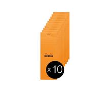 RHODIA 8600C - Bloc-Notes Agrafé N°8 Shopping Orange - 7,4x21 cm - Ligné - 80 Feuilles Détachables - Papier Clairefontaine 80G - Couverture en Carte Enduite - Paquet de 10 blocs