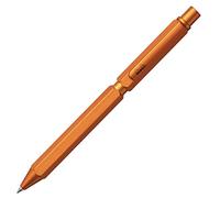 Clairefontaine ES RHODIA 9340C - 3 en 1 scRipt Multipen - 2 bolígrafos de 0,5 mm negro y rojo + 1 portaminas de grafito de 0,5 mm - Cuerpo hexagonal de aluminio cepillado naranja - Recargable - Goma bajo el empujador
