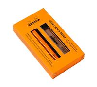 Rhodia 9357C Rhodia scRipt - Estuche y recargas - Cuerpo hexagonal de aluminio cepillado naranja para minas Graphite Standards 0,5 mm - Recargable - Colección scRipt