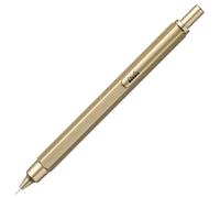 Clairefontaine ES Rhodia Portaminas Script Cuerpo Hexagonal en Aluminio Cepillado, Dorado, para Minas de Grafito Estándar de 0.5 mm, Cuerpo de Acero Retráctil, Borrador Debajo del Botón Pulsador