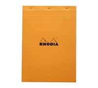 Clairefontaine ES Bloc de notas grapado y microperforado Rhodia, DIN A5, 14,8 x 21 cm, 150 hojas, 80 g, cuadrícula naranja, 4 unidades, color naranja 21 x 29,7 cm