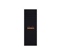Rhodia Bloc de notas grapado y microperforado, DIN A5, 14,8 x 21 cm, 150 hojas, 80 g, cuadrícula naranja, 4 unidades, color negro 7,4 x 12 cm