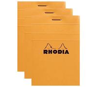 RHODIA Lot de 3 Blocs ORANGE N°11 7,4x10,5 80F agrafées 80g Q.5x5