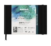 Rhodia 116137C Rhodia Touch Watercolor Book, papel 100% algodón grano fino 300g - A5 paisaje, 40 páginas folleto cosido rígido