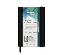 RHODIA TOUCH 116139C - Cuaderno de acuarela 100% algodón, grano fino, 300 g/m², A6 retrato 40 páginas no microperforadas, folleto rígido Watercolor Book