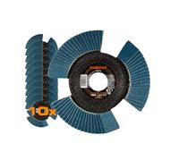Rhodius Inox Vision Pro - Disco abrasivo de láminas para amoladora angular (10 unidades, 115 mm de diámetro, 125 mm K40 - K80), Ø 125 mm, Körnung 80, 1