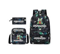 (Rhombic)Leisure Unspeakable Student Schoolbag Backpack Small Shoulder Bag Pen Bag Three-piece Set-L