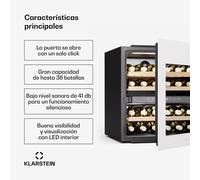 Klarstein Rhone 36 Duo vinoteca - 36 botellas, 2 zonas, 5-22°C, LED, puerta UV, silenciosa, nevera vinos