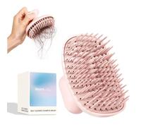RHOS Presiona el cepillo de champú con mango para hombres y mujeres, peines para desenredar y peinar para cabello liso, grueso, húmedo y seco, color rosa