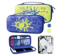 RHOTALL Funda de transporte para Nintendo Switch & Switch OLED, funda de viaje portátil dura para accesorios de juego Switch con funda de juego negra y 2 tapas de pulgar - para tema Splatoon
