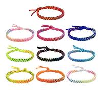RHQFDM 10 Piezas Pulsera de la Amistad Trenzado Multicolor Pulseras Pulseras Trenzadas a Mano Tejida Pulsera Ajustable para Mujeres y Niñas Amistad Pulsera para Muñeca y Tobillo