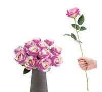 RHQFDM 12 paquetes de rosas rojas artificiales, 51 cm de largo, flores artificiales de seda, flores artificiales como reales, rosas falsas para el hogar, jardín y decoración de bodas (rosa oscuro)