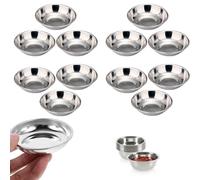 RHQFDM 12 Piezas 8CM Mini Plato para Aperitivos Pequeños Cuencos de Metal Salsa Plato de Acero Inoxidable Cuencos para Salsa Mini Cuencos para Salsa inoxidables Cuenco para Sushi