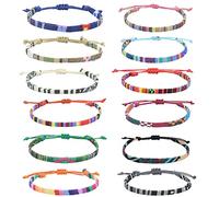 RHQFDM 12 Piezas Amistad Pulsera ulseras de Tejidas Ajustables Pulsera Bohemia Colores Cordon Pulseras Pulseras de Amistad para Niña Mujer y Hombre