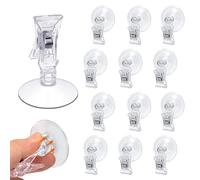 RHQFDM 12 Piezas Clip de Ventosa Transparente Ventosa Clips Clips de Ventosas Reutilizables Clip de Plástico con ventosa Adecuado Para Baños Oficinas Cocinas Supermercados Acuarios