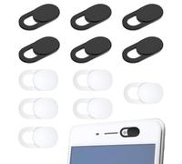 RHQFDM 12 Piezas Cubierta para Webcam Cubierta Deslizante de Cámara Protección de la Privacidad,Extremadamente Ligero,Anti-Arañazos,para Portátiles,Teléfonos Móviles y Tabletas (Negro, Blanco)