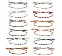 RHQFDM 12 Piezas Pulsera Amistad Hechas a Mano Trenzadas Pulsera Pulsera Multicolor Ajustable Trenzada para Muñeca y Tobillo para Cumpleaños