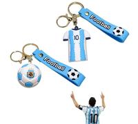 RHQFDM 2 Piezas 3D Llavero de Fútbol Llavero con la Camiseta de Messi Llavero de Fútbol para Niños Llavero de la Camiseta Número 10 de Argentina Llavero Coleccionable para Aficionados al Fútbol