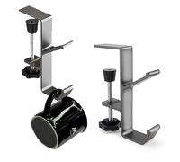 RHQFDM 2 Piezas Colgador Bolso Mesa Ajustable Cuelga Bolsos Multifuncional Gancho para Bolsa Debajo del Escritorio Cuelga Bolsos Mesa Para colgar auriculares, paraguas y sombreros（Gris）