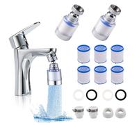 RHQFDM 2 piezas filtro de agua del grifo 360°giratorio filtro del grifo con 6 piezas de algodón PP elemento filtrante filtro del grifo para el hogar adecuado fregadero cocina cuarto de baño