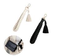 RHQFDM 2 Piezas Macramé Llavero Llavero Trenzado Mujeres Borla Colgante Cuerda Llavero Corto Se Utiliza Para Colgar Las Llaves Del Coche y Los Teléfonos Móviles