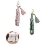 RHQFDM 2 Piezas Macramé Llavero Llavero Trenzado Mujeres Borla Colgante Cuerda Llavero Corto Se Utiliza Para Colgar Las Llaves Del Coche y Los Teléfonos Móviles