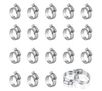 RHQFDM 20 Piezas Abrazaderas Metalicas 16-25mm Ajustable Abrazaderas de Manguera Abrazaderas de Acero Inoxidable para Fijación Tubería Para Lavadoras Piscinas,Automóviles Tuberías de Gas
