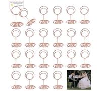 RHQFDM 20 Piezas Soportes para Tarjetas Boda oro Rosa,Mini Metal Soporte para Números Mesa,Soporte de Mesa para Restaurantes,Bodas y Fiestas