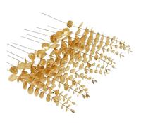 RHQFDM 24 Piezas 38cm Ramas de Eucalipto Artificial de Plástico Verde Que Parecen de Verdad, para Bodas, Jardines, Decoración de Oficinas (Dorado)