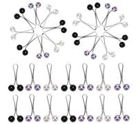 RHQFDM 24 Piezas Musulman Hijab Clip Seguridad Perla Pin Perla Bufanda Broche Pin Alfiler en forma de U con adorno de perlas 3 colores(negro,blanco,morado)