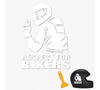 RHQFDM 3 Piezas Adhesivo Decorativo y Reflectante para Coches y Motos - Respeto a los Ciclistas - Con Rascador Plástico (Blanco)