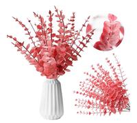 RHQFDM 30 Piezas 38cm Ramas de Eucalipto Artificial de Plástico para Bodas, Jardines, Decoración de Oficinas (Rojo)