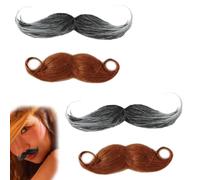 RHQFDM 4 bigote para pegar, bigote autoadhesivo, barbas para pegar, disfraz de barba, mostacho falso, barba mexicana, barba de carnaval de los años 80, para fiestas de Halloween (marrón y gris)