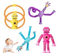 RHQFDM 4 Pcs Ventosa Telescópica Jirafa Robot Pop Tubo Juguete Sensorial Divertido para Niños Atraer la Atención, Liberar el Estrés