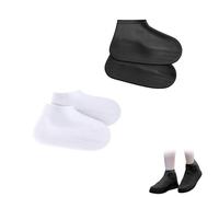 RHQFDM 4 Piezas Cubrezapato de Silicona Impermeable,Cubrezapatos Antideslizantes Reutilizables,para los días de lluvia,la playa y la limpieza de la piscina(Negro+Color translúcido/Unisex/Talla M)