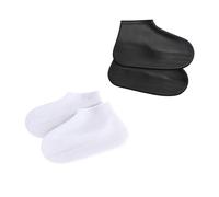 RHQFDM 4 Piezas Cubrezapato de Silicona Impermeable,Cubrezapatos Antideslizantes Reutilizables,para los días de lluvia,la playa y la limpieza de la piscina(Negro+Color translúcido/Unisex/Talla L)