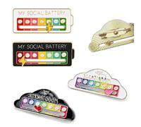 RHQFDM 4 pines de batería social, divertidos broches sociales, estado de ánimo interactivo de 7 días, insignia de batería social, insignia para expresar tu estado de ánimo, para decorar mochilas,
