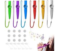 RHQFDM 6 Piezas Juego Kazoo Pitos de Carnaval Cadiz Cazu Instrumento Profesional Carnaval para Niños 6 Colores 6 Acollador Aleación de Aluminio con 12 Membranas Turutas Carnaval Pito