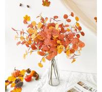 RHQFDM 6 Piezas Rama Artificial de Eucalipto,Tallos Artificiales de Eucalipto para Otoño,Plantas Decorativas Realistas para Decoración Otoñal,Jarrones,Coronas de Puerta,Decoración de Mesa y Hogar