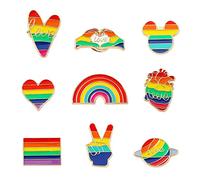 RHQFDM 9 Piezas Broche Arcoiris Broche Orgullo Gay Pines de Solapa Coloridos Broches Arcoíris del Orgullo LGBT para Jerseys Bufandas Trajes Mochila Decoraciones