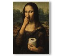 RHQFDM Funny Mona Lisa Bathroom Wall Art, Mona Lisa Holding Nose Canvas Poster, Water-Resistant Vintage Art Print, Humor Cuadro para Baño, Regalo Original para Amantes del Humor (12x16 pulgadas)