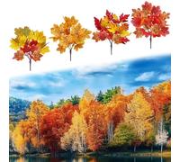 RHQFDM Jarrón Decoración Hojas de Otoño 4 Piezas Arce Artificial Ramificada Corta,Decoración con Plantas Falsas,Decoración Otoñal con Hojas de Arce,para Hogar Hotel Boda Jardín Halloween Decoración