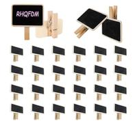 RHQFDM Mini Pizarra de Madera Con Clip 50 Piezas Mini Pizarra Pizarra de Madera Pequeña Reutilizable Para Etiquetas de Precios,Paneles de Memorandos de Fotos,Etiquetas de Fiestas