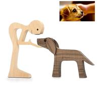 RHQFDM Tallas de Madera de Cachorros y Personas Tallado de Cachorro de Madera a Mano Tallado de Madera para Perros Los Amantes de los Perros decoran Tallas de Madera（Niños y Cachorros）