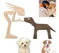 RHQFDM Tallas de Madera de Cachorros y Personas Tallado de Cachorro de Madera a Mano Tallado de Madera para Perros Los Amantes de los Perros decoran Tallas de Madera（Niños y Cachorros）