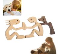 RHQFDM Tallas de Madera de Cachorros y Personas Tallado de Cachorro de Madera a Mano Tallado de Madera para Perros Los Amantes de los Perros decoran Tallas de Madera（Niños Niñas y Cachorros）