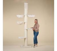 RHRQuality Árbol rascador para Gatos Grandes - Maine Coon Tower Plus - 245 a 265 cm de Altura - con Postes de sisal Extra Gruesos de 20 cm - Color Crema