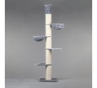 RHRQuality Árbol rascador para Gatos Grandes - Maine Coon Tower Plus - 245 a 265 cm de Altura - con Postes de sisal Extra Gruesos de 20 cm - Gris Claro
